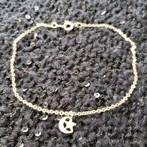 Yellow Gold Star & Moon Anklet